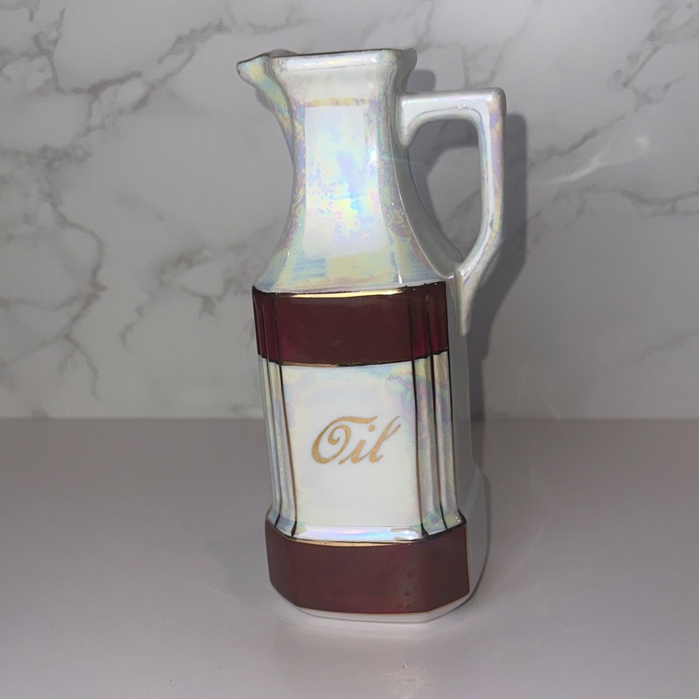 Bavaria Vintage Ceramic Oil Pitcher with Iridescent Glaze
